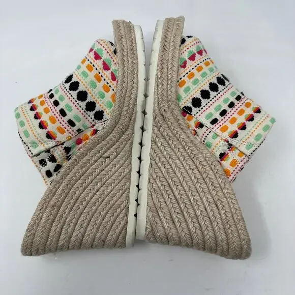 TOMS Monica Natural Global Woven Boho Mule Espadrille Wedge Heel Womens 10 - Picture 4 of 12